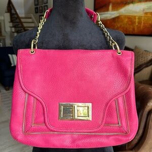 Olivia + Joy pink shoulder bag with gold chain